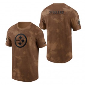 Men's Pittsburgh Steelers Brown 2023 Salute To Service Sideline T-Shirt